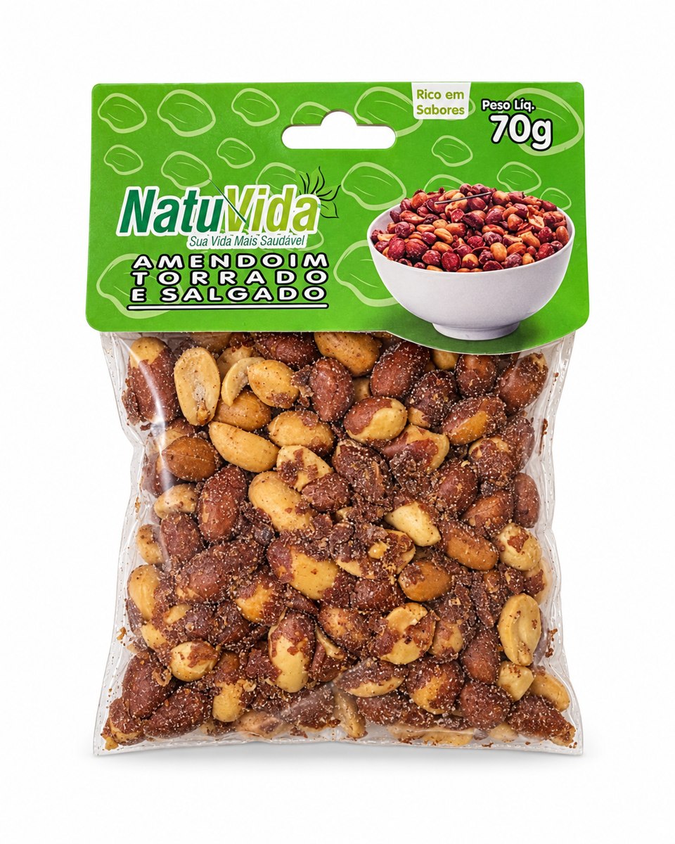 Amendoim com pele NATUVIDA - 70 g · torrado e salgado