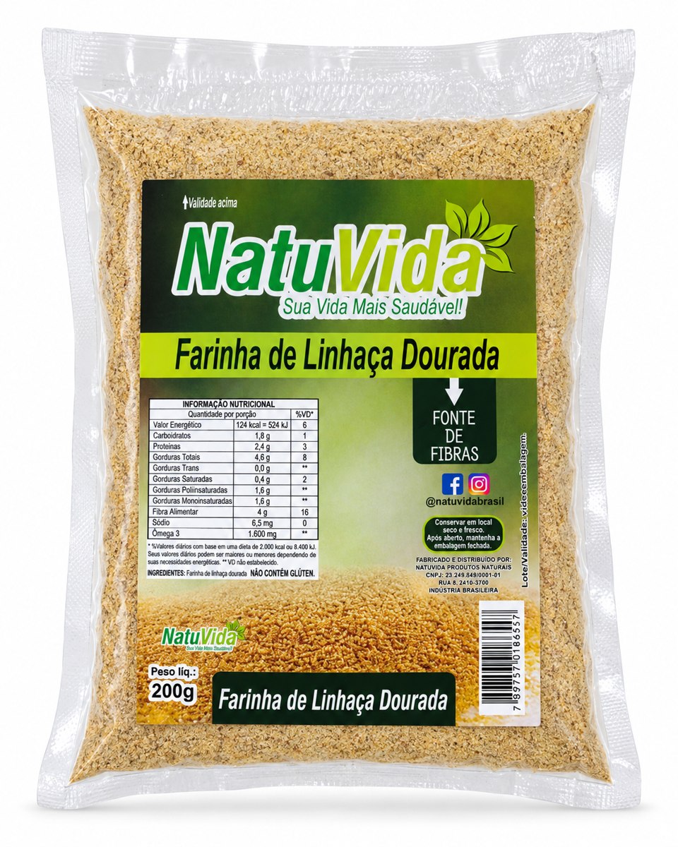 Farinha de linhaça dourada NATUVIDA - 200 g