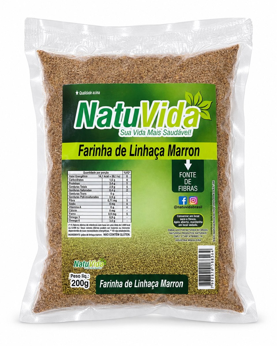 Farinha de linhaça marrom NATUVIDA - 200 g